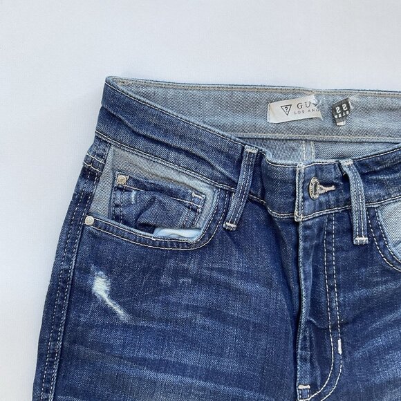 Guess Women’s 1981 High Rise Skinny Jeans Blue Distressed Wash Size 24 - Picture 7 of 14